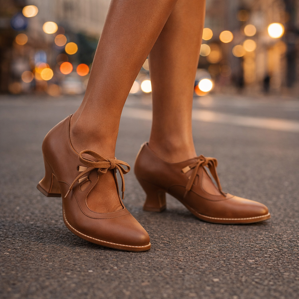 Tatianna | Elegant Leather Lace Heels