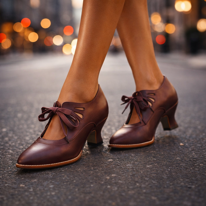Tatianna | Elegant Leather Lace Heels