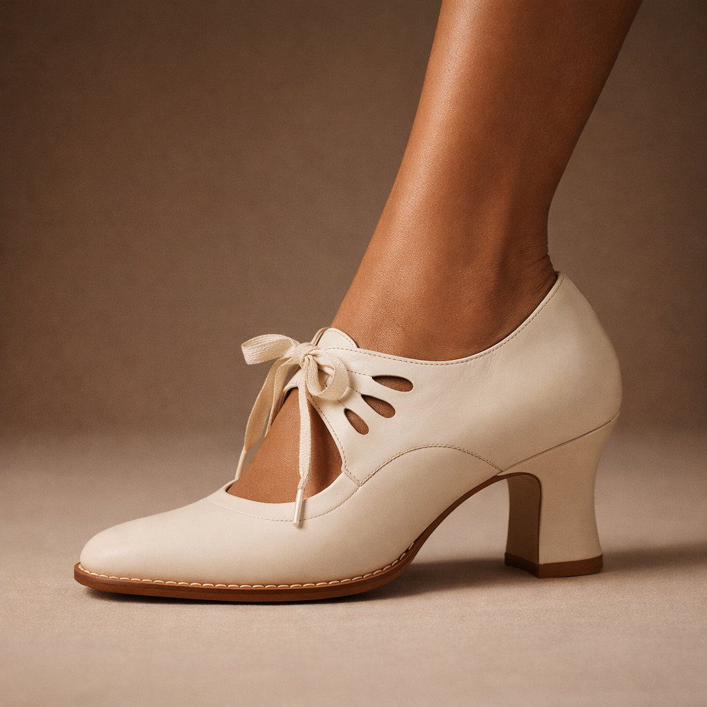 Tatianna | Elegant Leather Lace Heels
