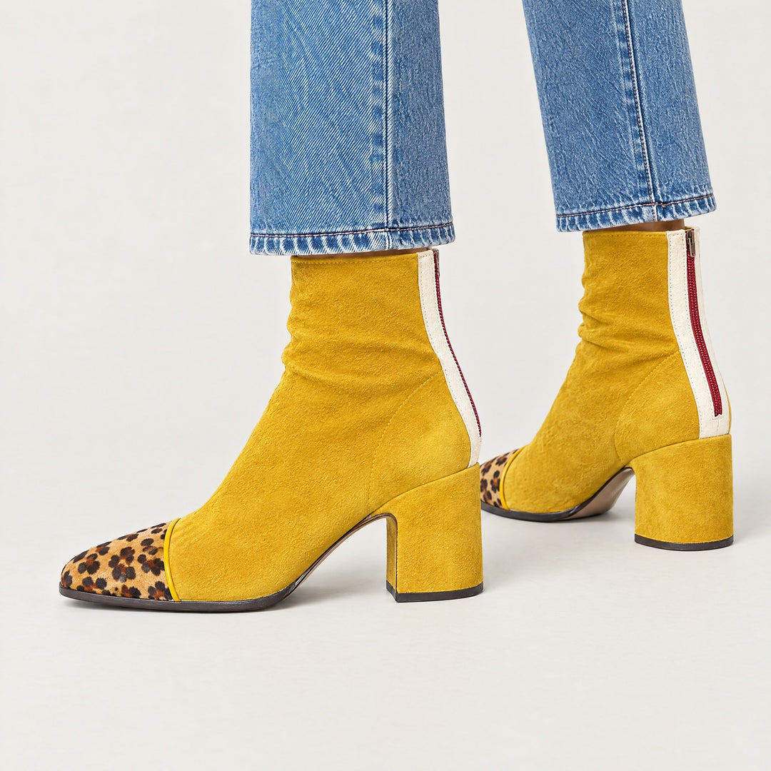 Tessa | Square-Toe Block Heel Ankle Boots
