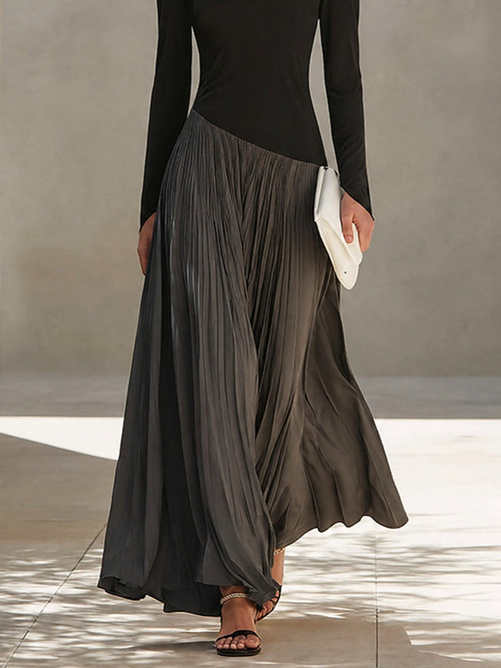 Virginia | Draped-Neck Pleated Maxi Dress