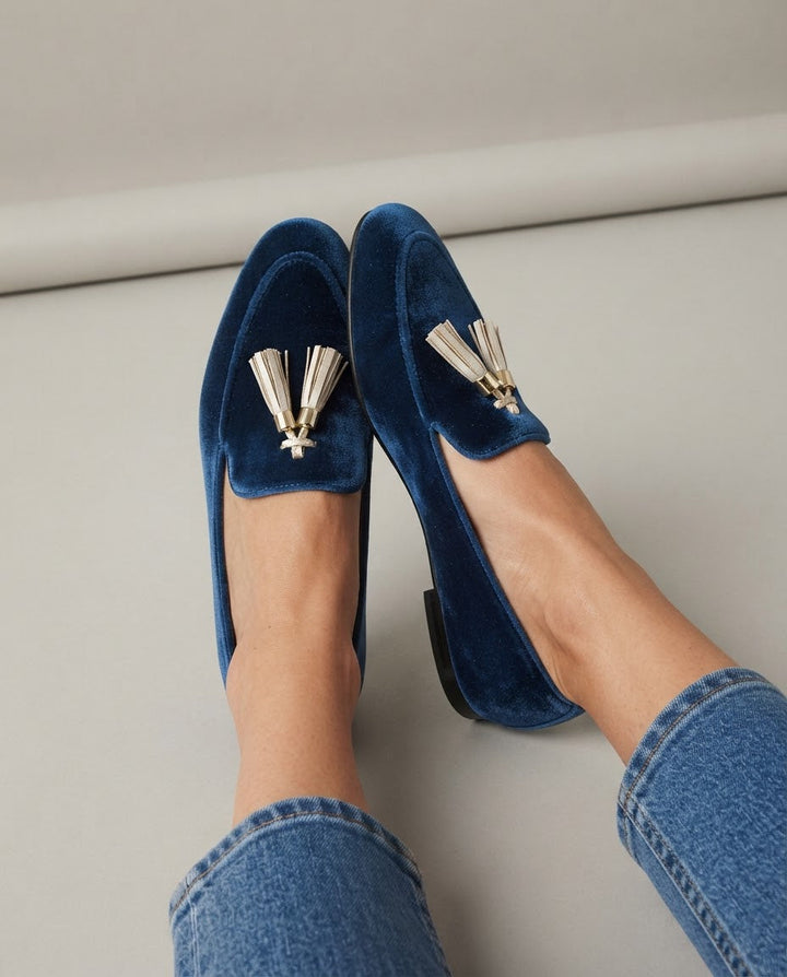 Vittoria Moccasin | Blue Velvet