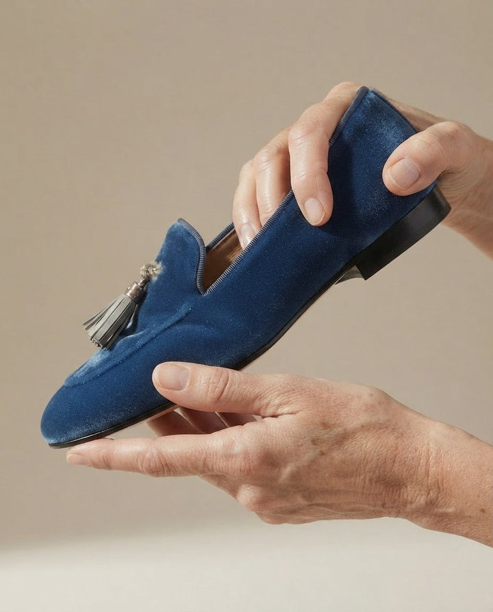 Vittoria Moccasin | Blue Velvet