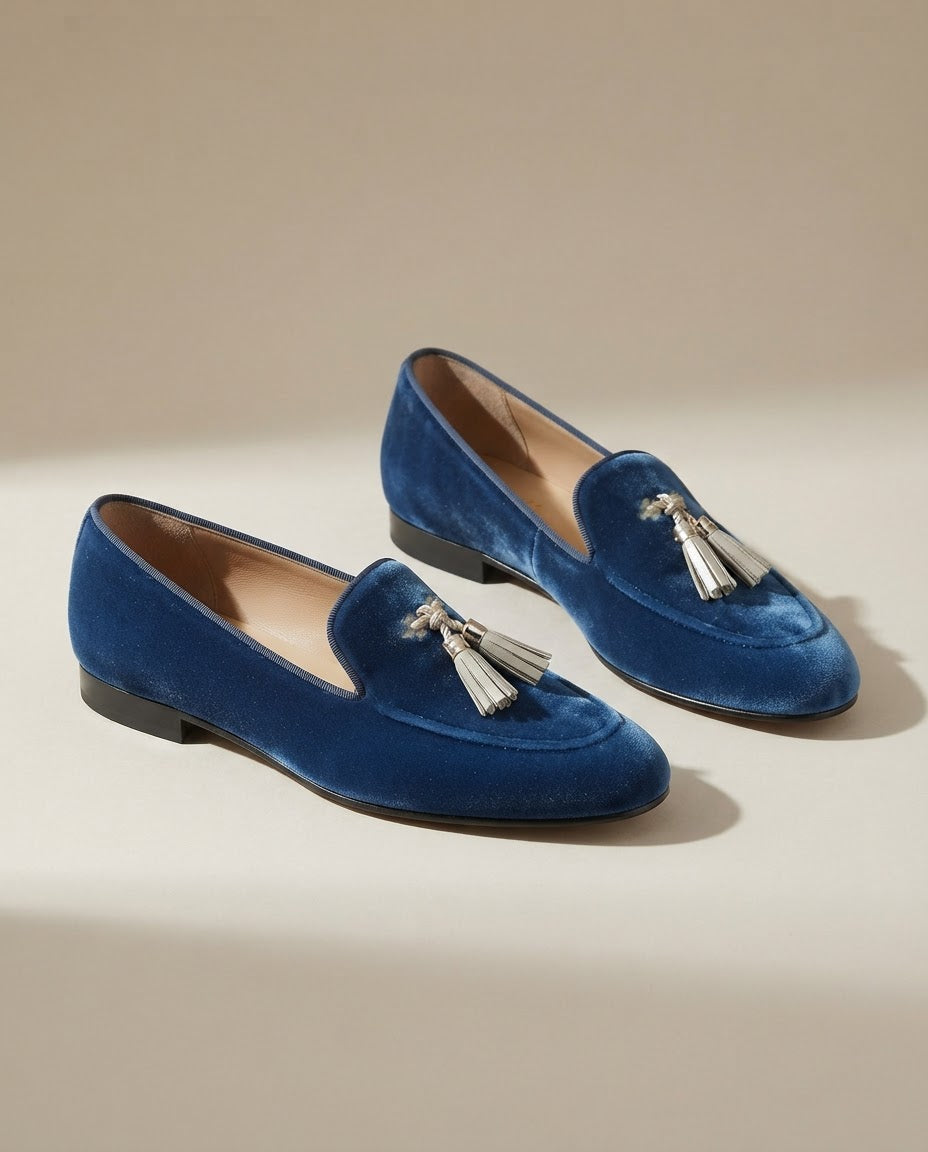 Vittoria Moccasin | Blue Velvet