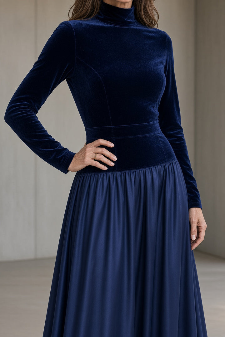 Vivien | High-Neck Velvet Maxi Dress