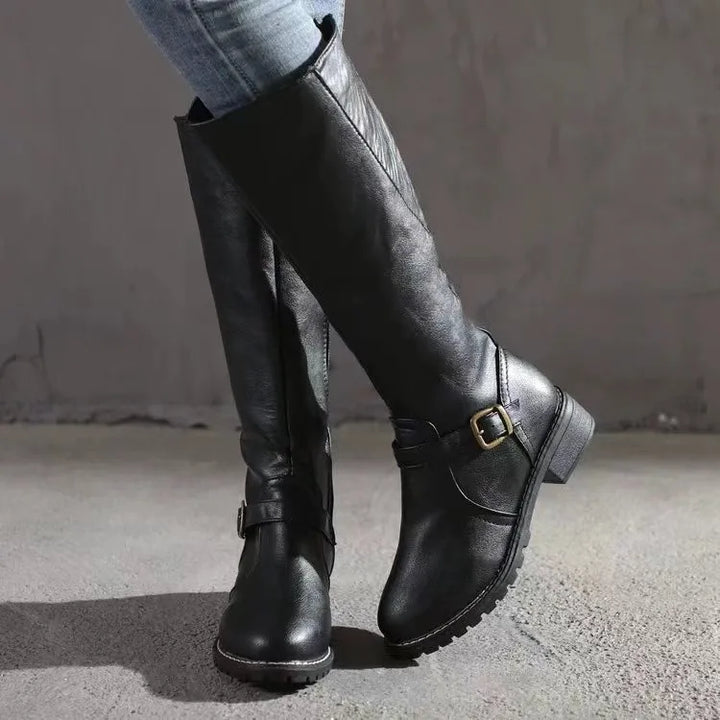 W | Supportive Leather Buckle Boots