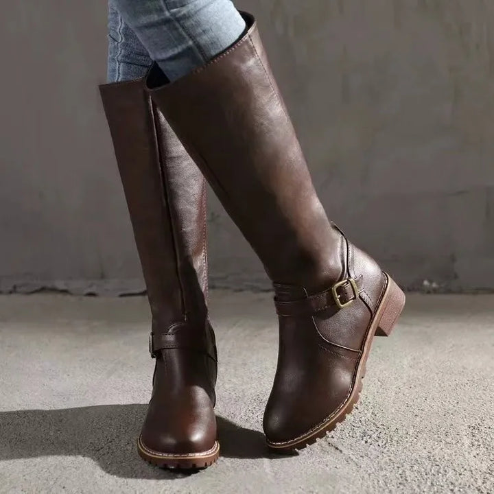W | Supportive Leather Buckle Boots