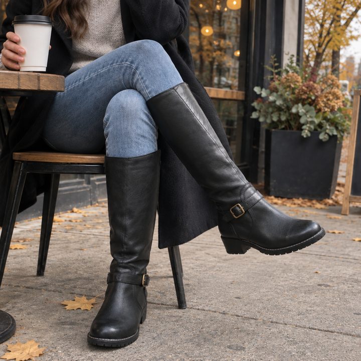 W | Supportive Leather Buckle Boots
