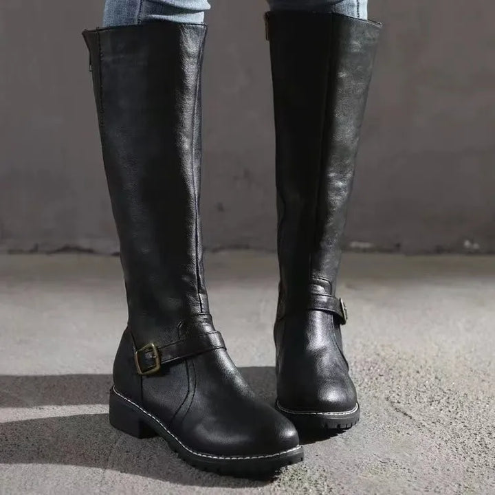 W | Supportive Leather Buckle Boots
