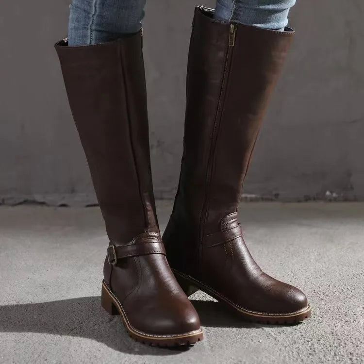 W | Supportive Leather Buckle Boots