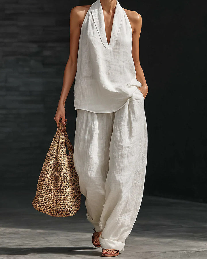 Zoe | Halter Top & Wide-Leg Pant Set