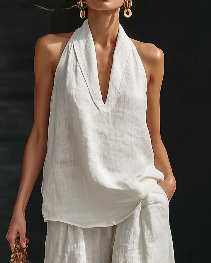 Zoe | Halter Top & Wide-Leg Pant Set